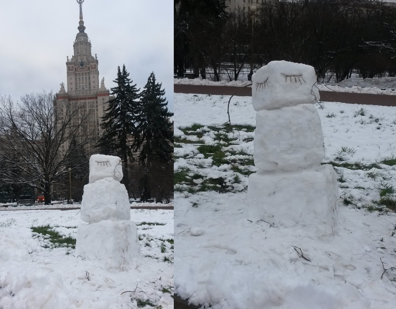 When snow and session fall at the same time - My, Snow, snowman, MSU