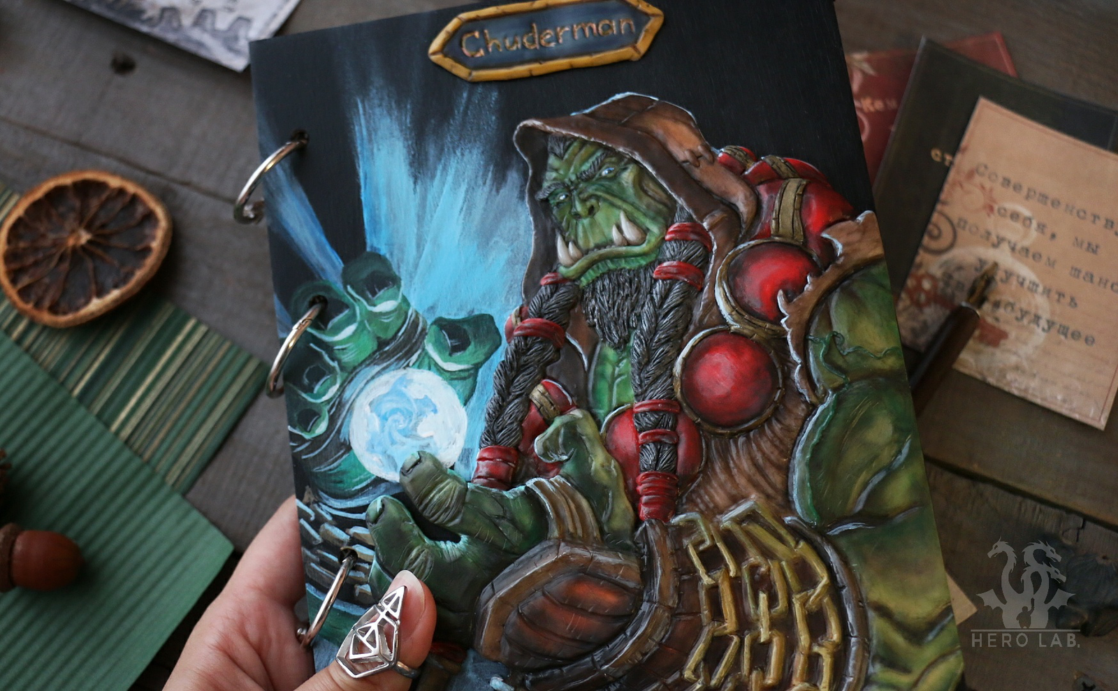 Notebook with Thrall - My, My, Polymer clay, Notebook, Artbook, Fan art, Wow, World of warcraft, Handmade, Longpost