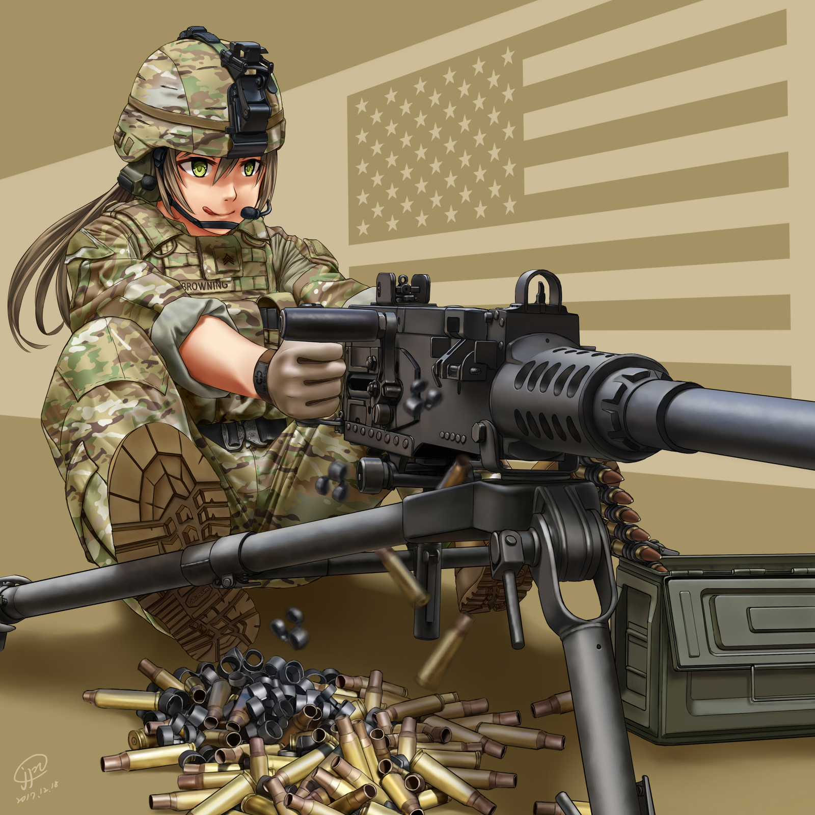 M2 Browning - Anime art, Anime, Anime original, M2 Browning, 