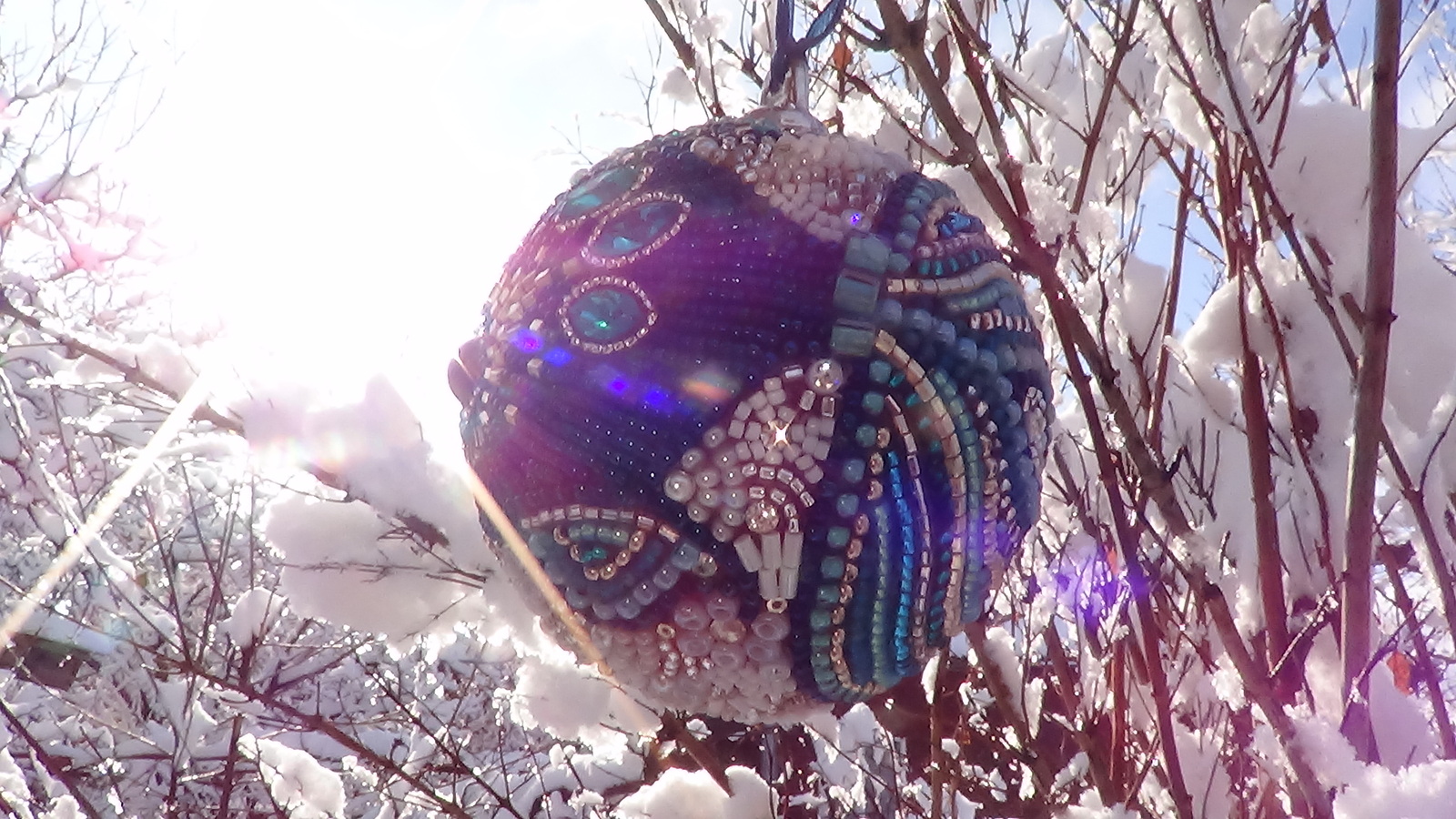 Christmas ball Fish - My, , Needlework without process, Beads, Christmas decorations, A fish, Bead jewelery, Longpost