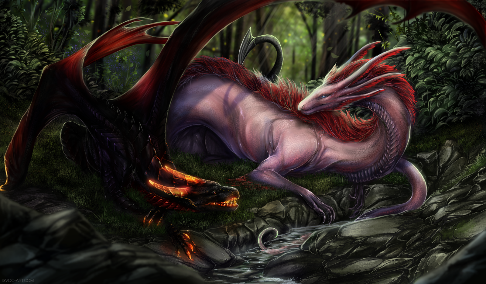 two dragons - Art, The Dragon, Forest, Leilryu, Fantasy