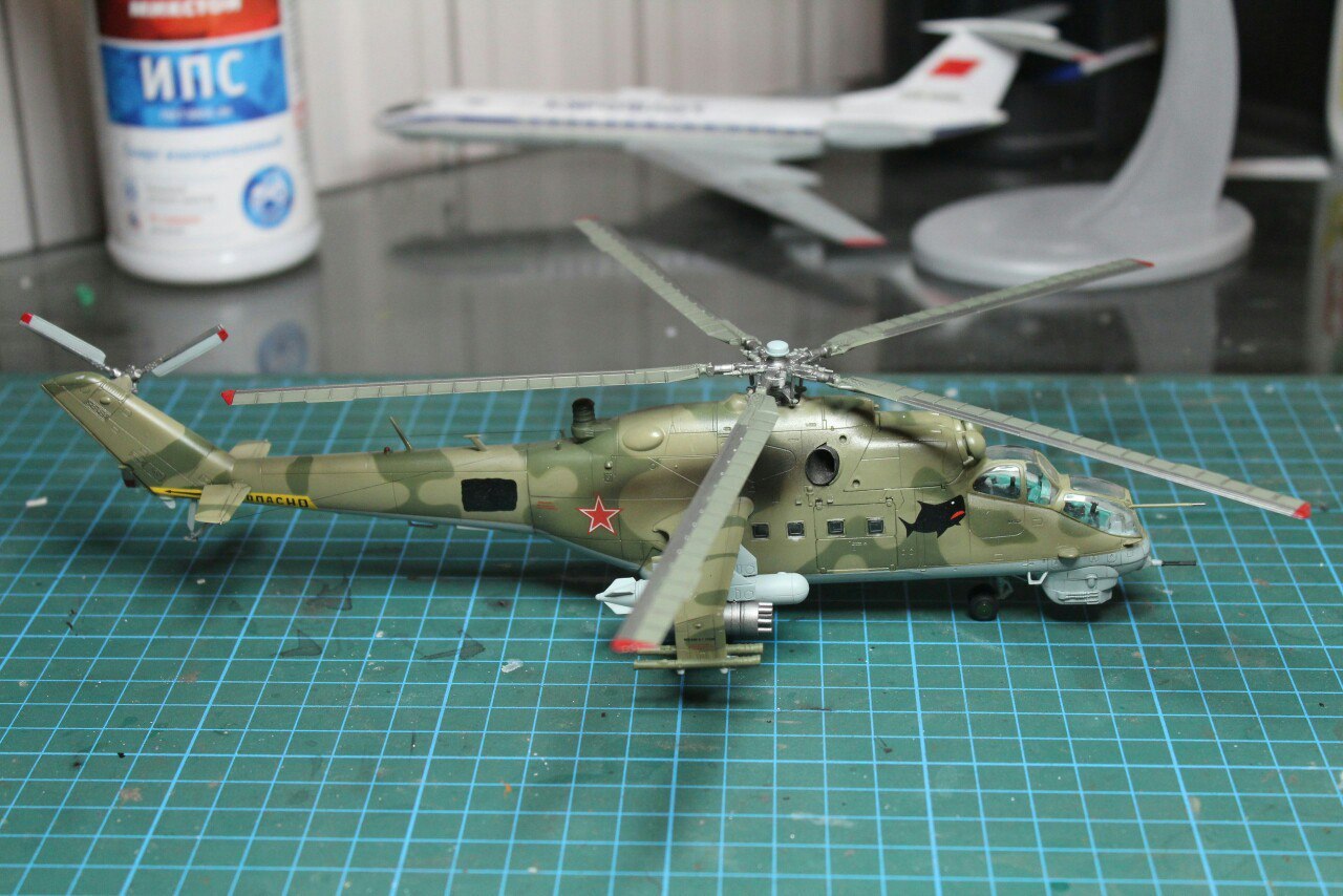 Helicopter Mi-24 V Crocodile - My, Helicopter, Mi-24, Prefabricated model, Stand modeling, Air force, Aviation, Russian army, Longpost, Army