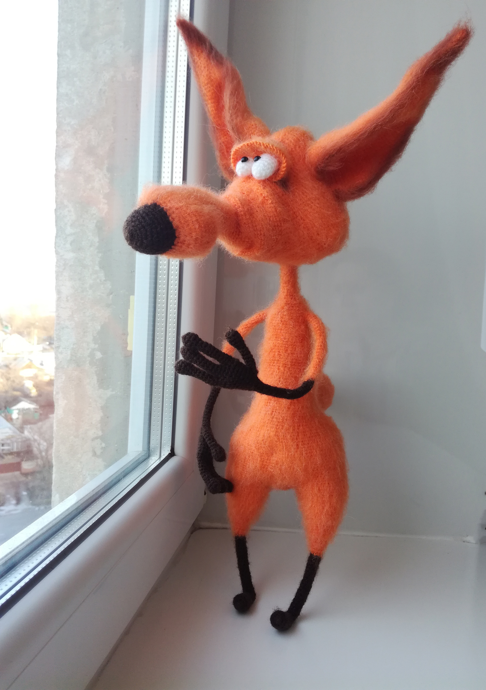 knitted fox - My, Needlework, Needlework without process, Knitting, Amigurumi, Hobby, Fox, Longpost