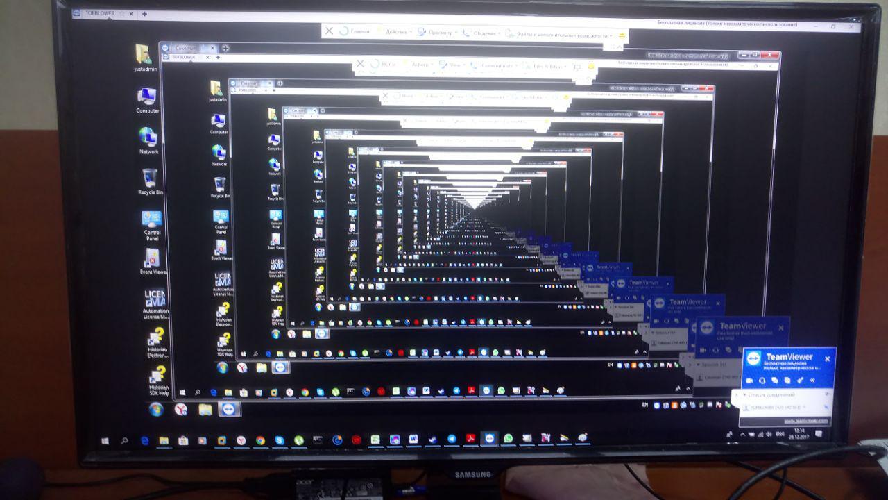 This is what happens if you connect to the car via the team viewer, and then connect to yourself from there. - My, Team viewer, Recursion, Work, Screen Sharing