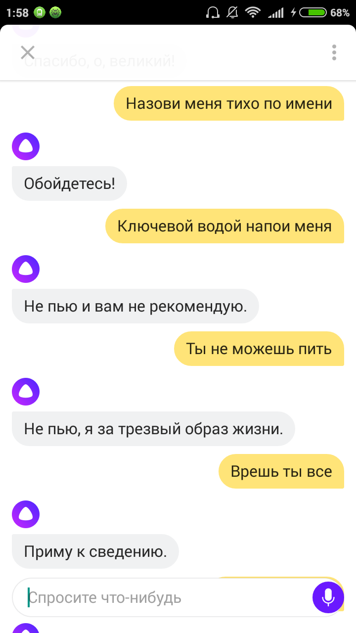 Ночные беседы с Алисой или как споить непьющего бота - Моё, Разговор, Трезвенники, Длиннопост, Яндекс Алиса