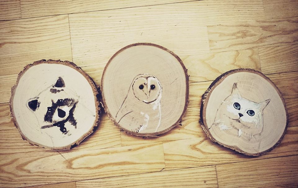 Drawings on a cut of a tree - Drawing, Painting on wood, Longpost