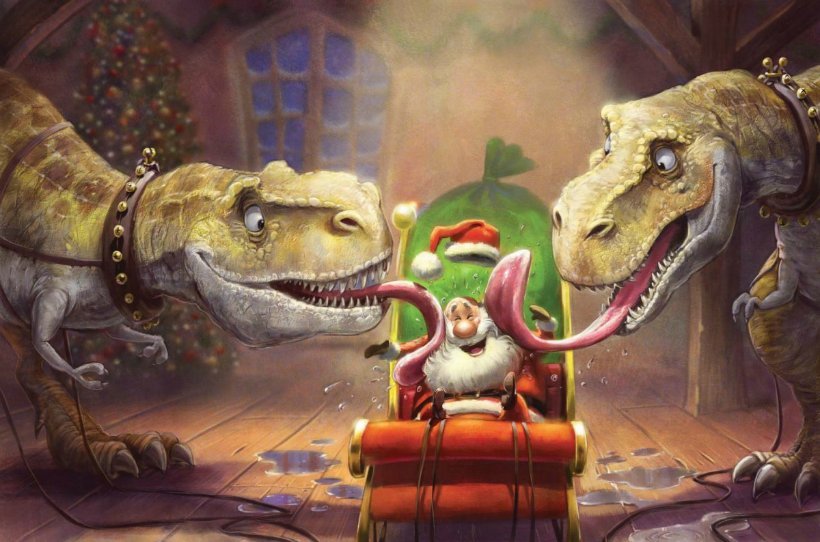 New Year and Christmas paleoart. - Paleontology, Paleoart, Art, New Year, Christmas, Longpost