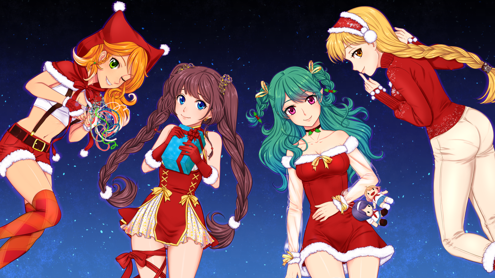 Happy New Year 2018! - My, Moonworks, Visual novel, EON, Sasha Givental, Polina Sokolova, Marina Sidorova, Nastya Mironova, Orikanekoi, Longpost