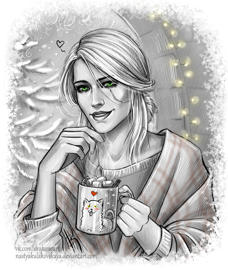 New Year's Ciri and vampeeers :) - My, Ciri, New Year, Witcher, Oriana, Regis, Detlaff, Christmas, Longpost