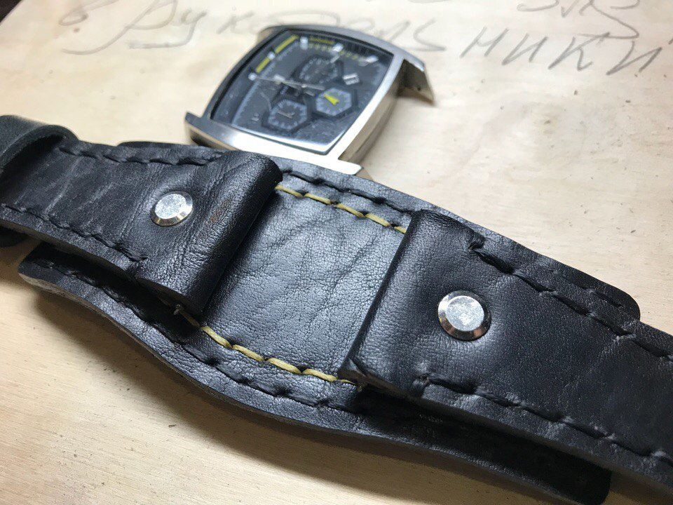 Watchbands. The history of the creation of the strap in photos No. 2. - My, Needlework with process, Strap, Handmade, , Leather products, Longpost