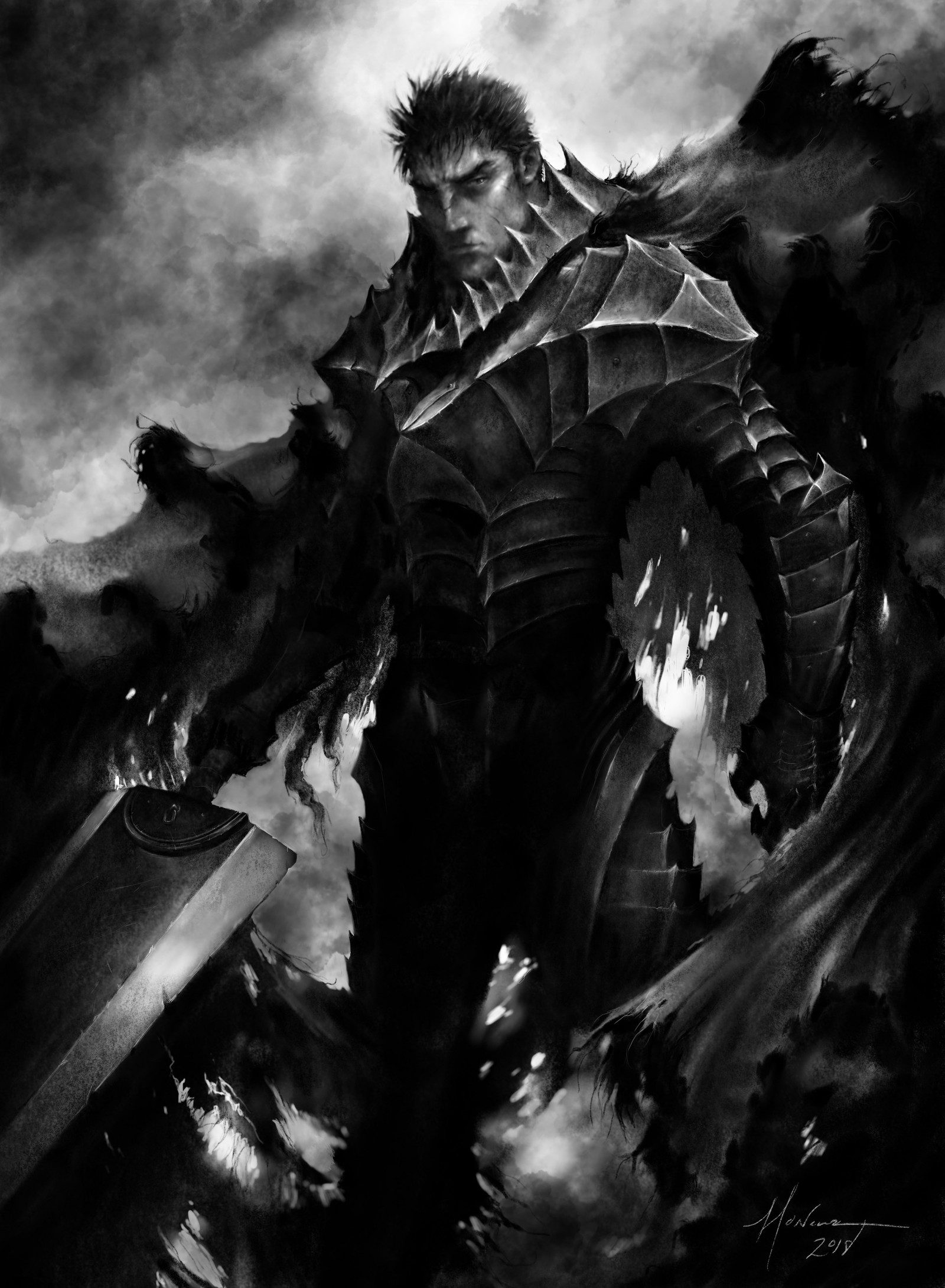 Guts - Anime Art, Аниме, Берсерк, Guts, Brian Moncus