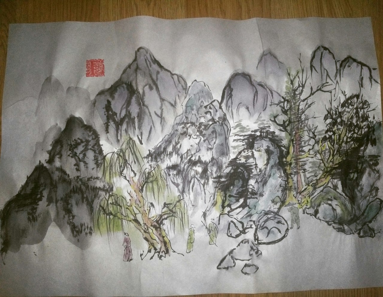 learning chinese scenery - My, Fantasy, Creation, Studies, Paints, The mountains, Travels, Longpost