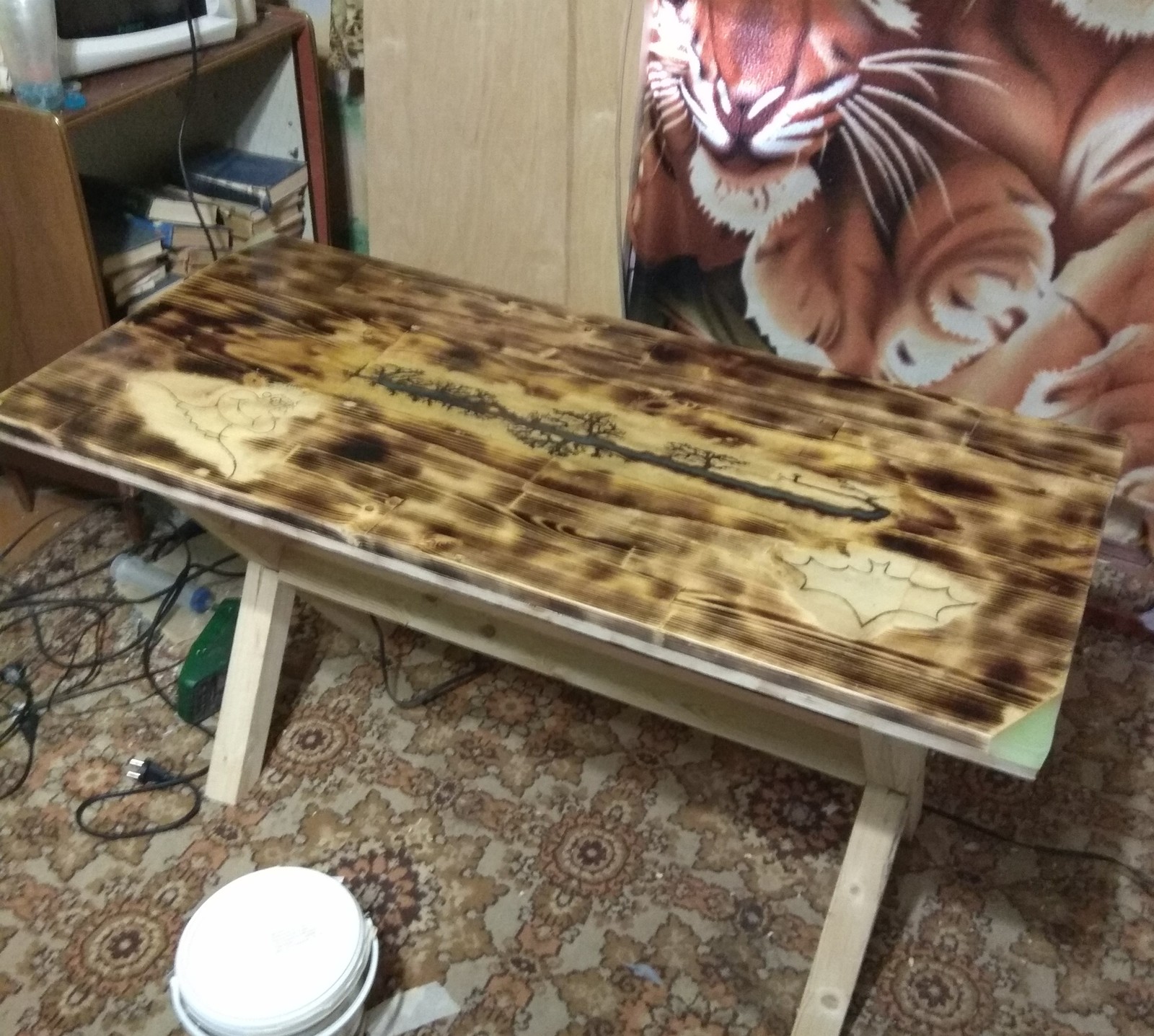 Coffee table with epoxy resin and phosphor - My, Coffee table, With your own hands, Interior, Longpost