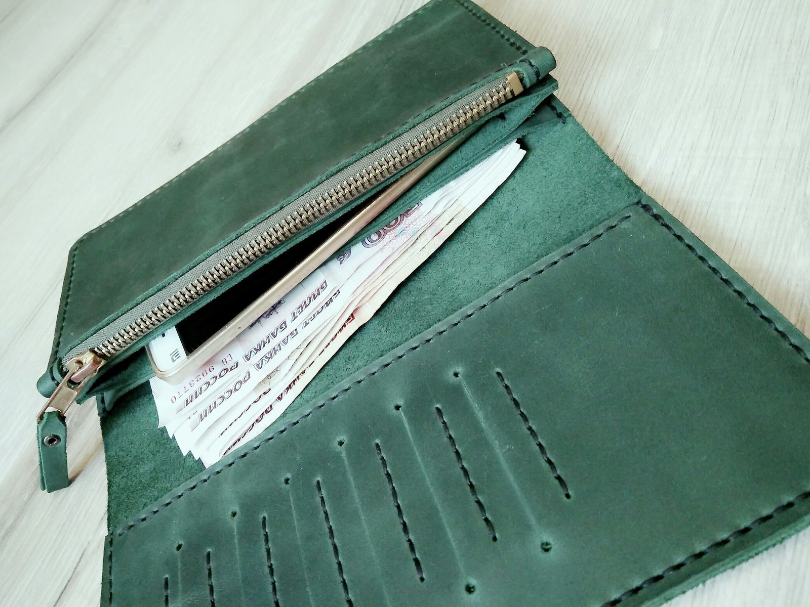 Wallet (clutch) - My, Leather, With your own hands, Presents, Longpost