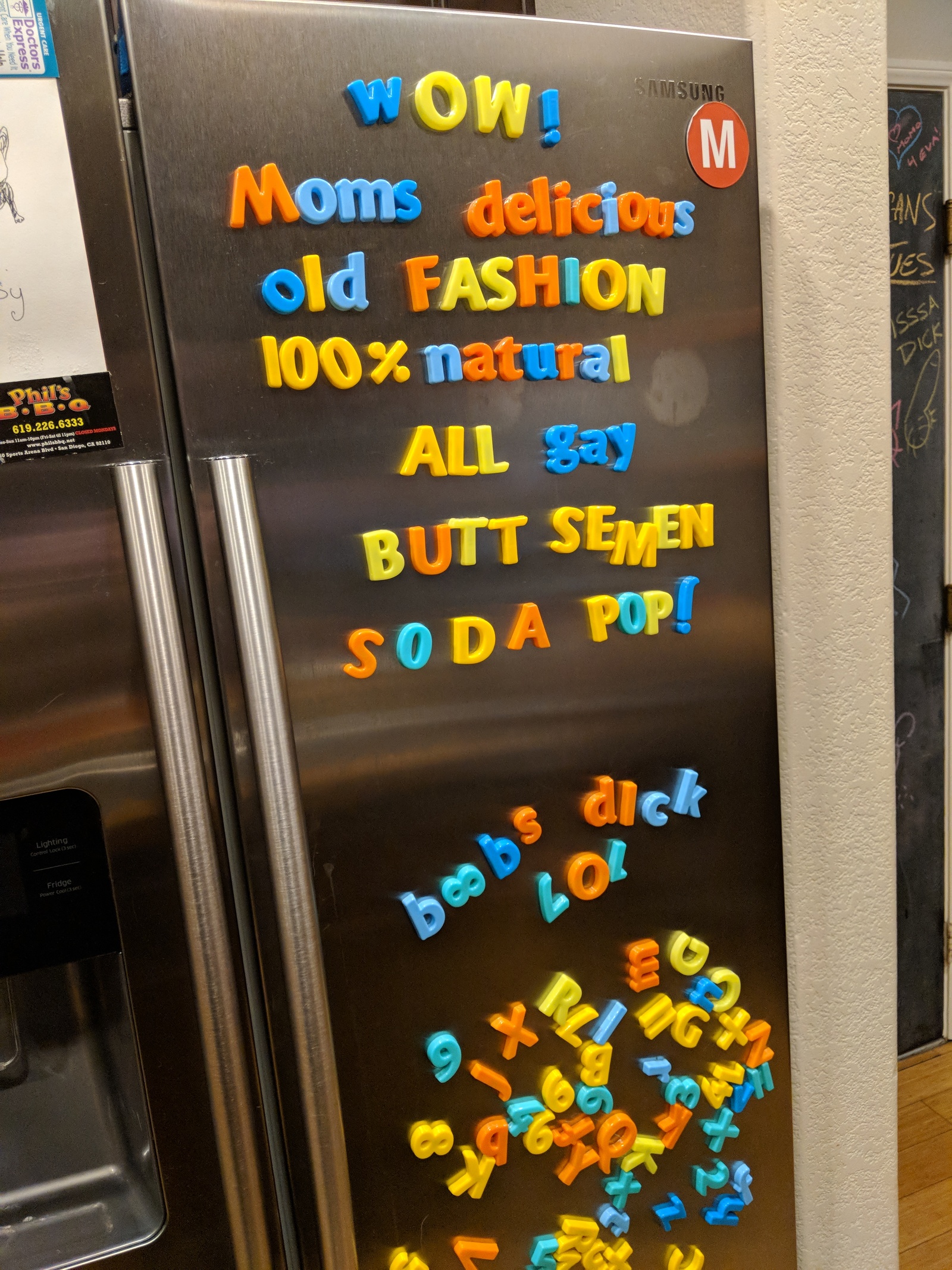 What Happens When a 30-Year-Old Fool Gets Magnetic Letters for Christmas - Presents, Refrigerator, Letters, Magnets, Not mine