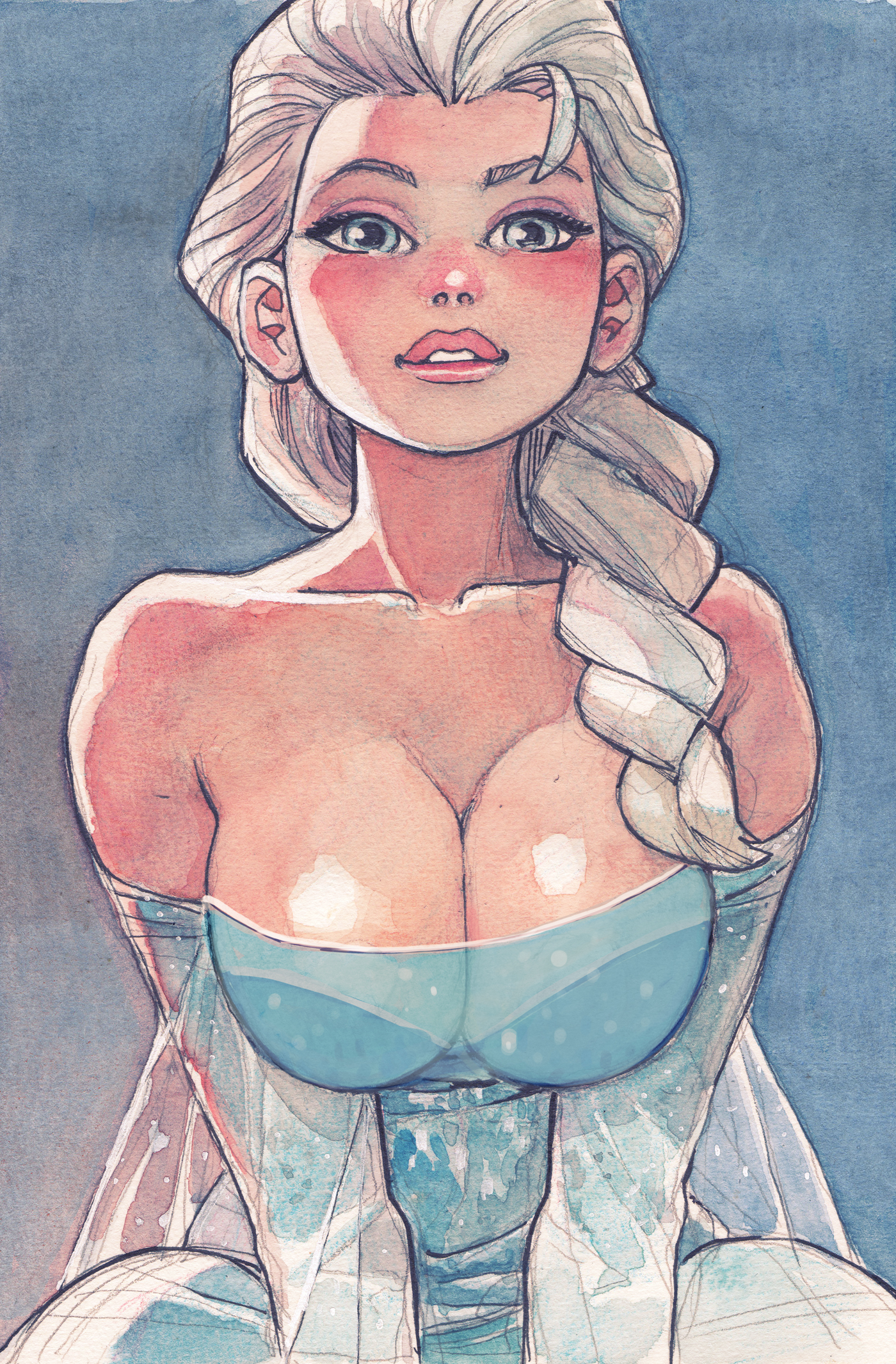 Elsa - NSFW, Elsa, Cold heart, Art, Hand-drawn erotica, , Longpost