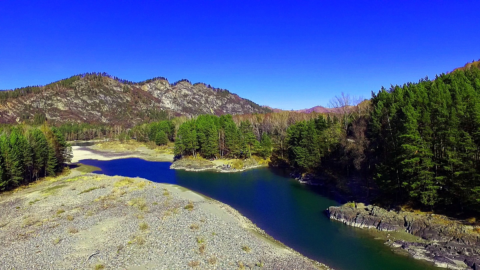 Turquoise river Katun in Altai in autumn colors - My, Altai, Mountain Altai, Katun River, Katun, Video, Longpost, Altai Republic