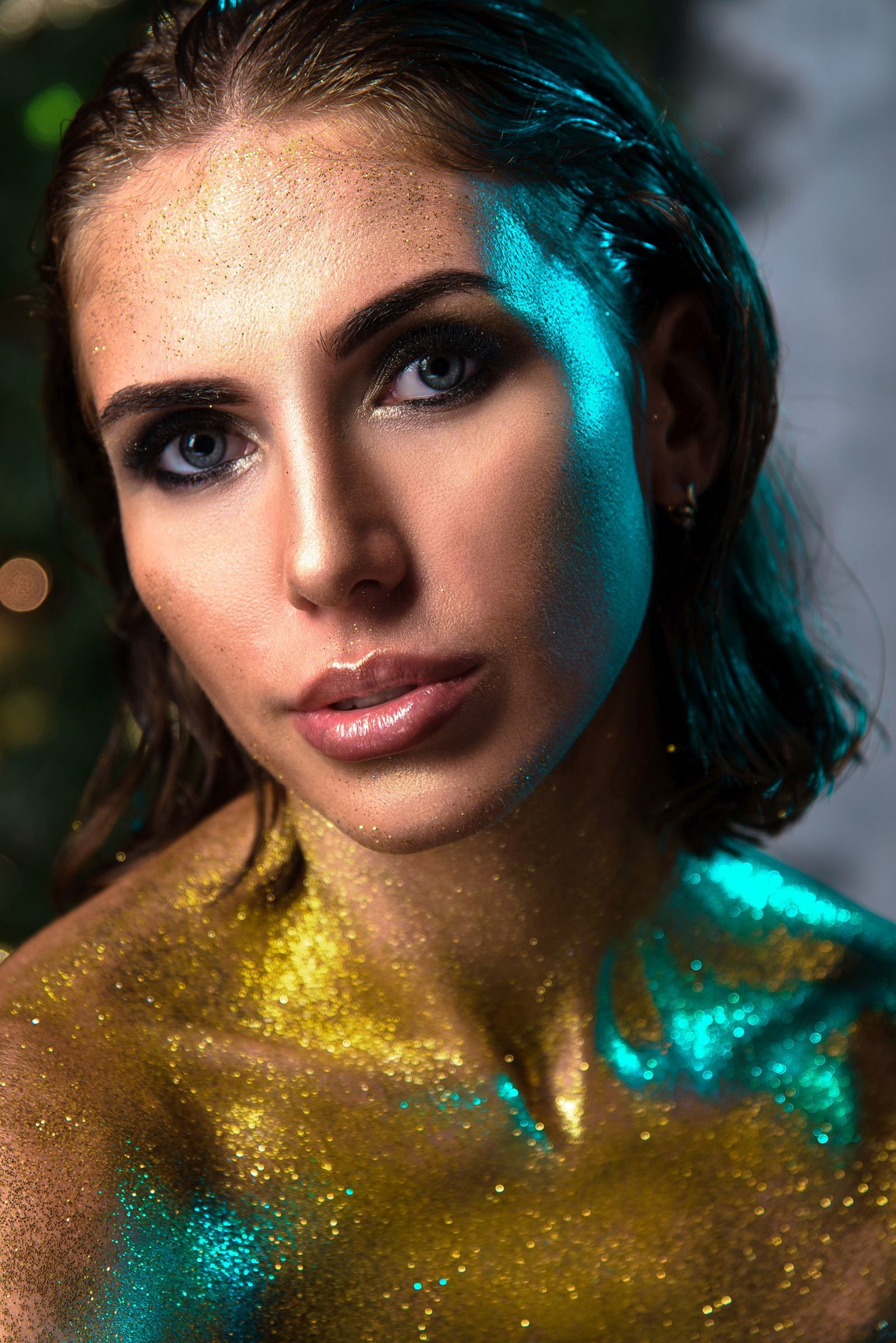 Some gold in your feed :) - NSFW, My, Beautiful girl, Photographer, Bodypainting, Makeup, Photo studio, Gold, Longpost