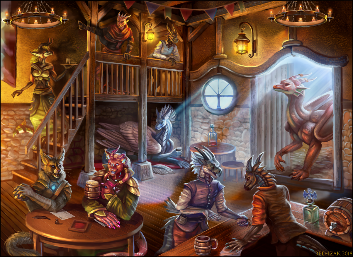 A Rest in Ye Ole' Tavern - Фурри, Арт, Red-Izak