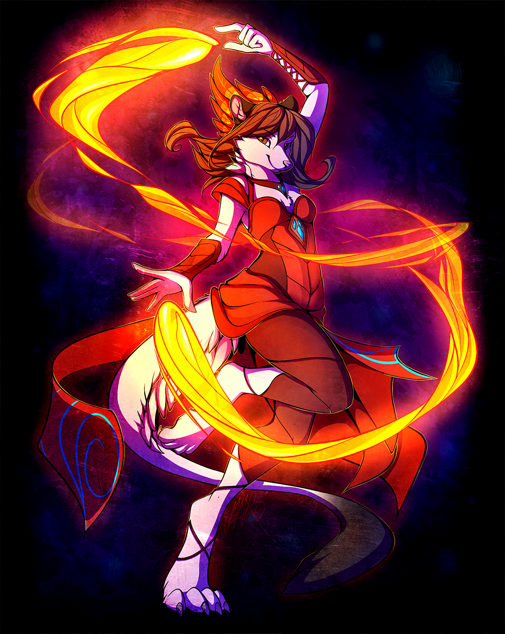 Battle Dance - Furry, Neotheta, Magic, Fire, Dancing, Furry art