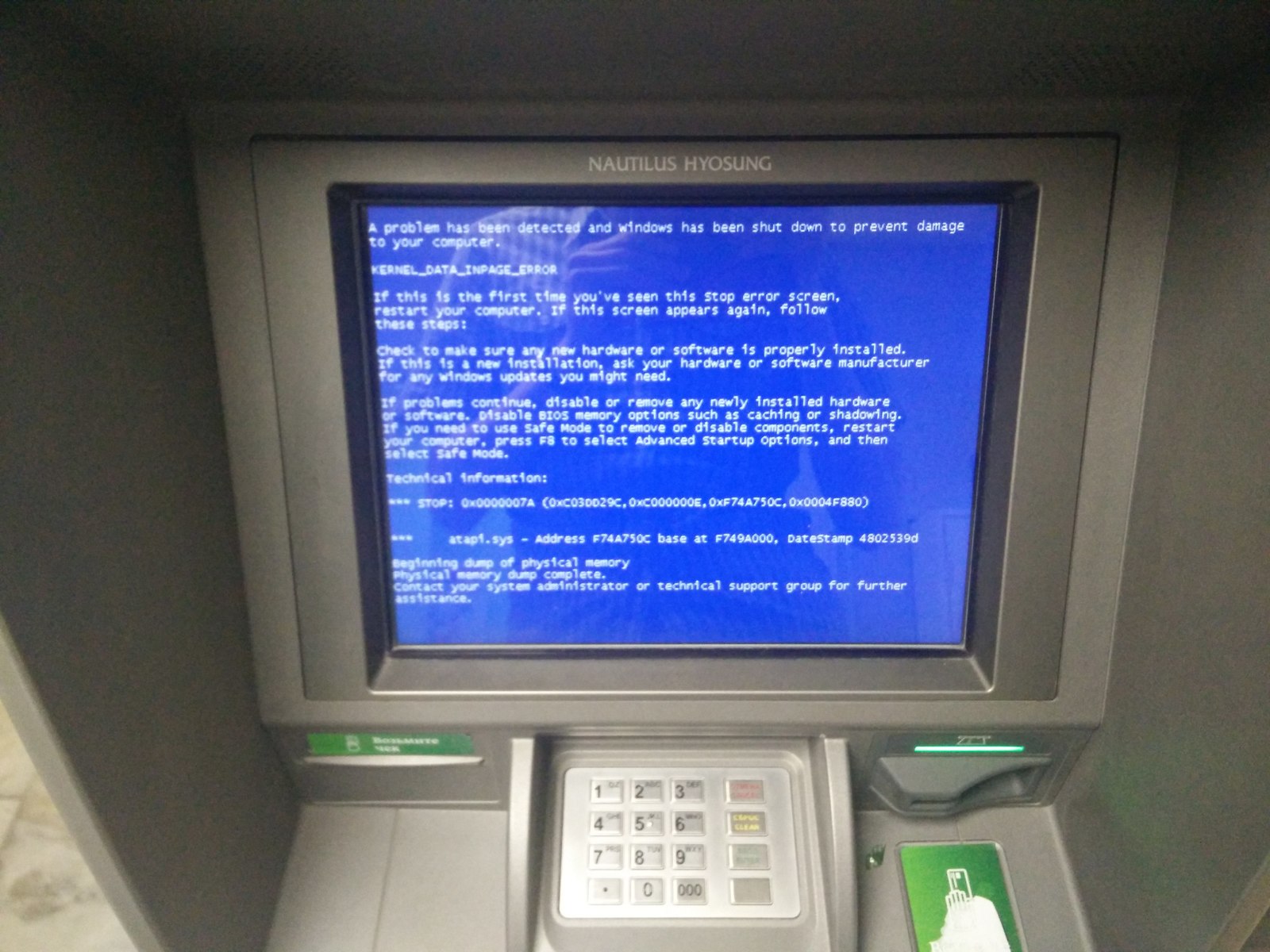 Non-working ATM or interrogation with support addictions - My, Sberbank, BSOD, Blue screen of death, Support service, Question