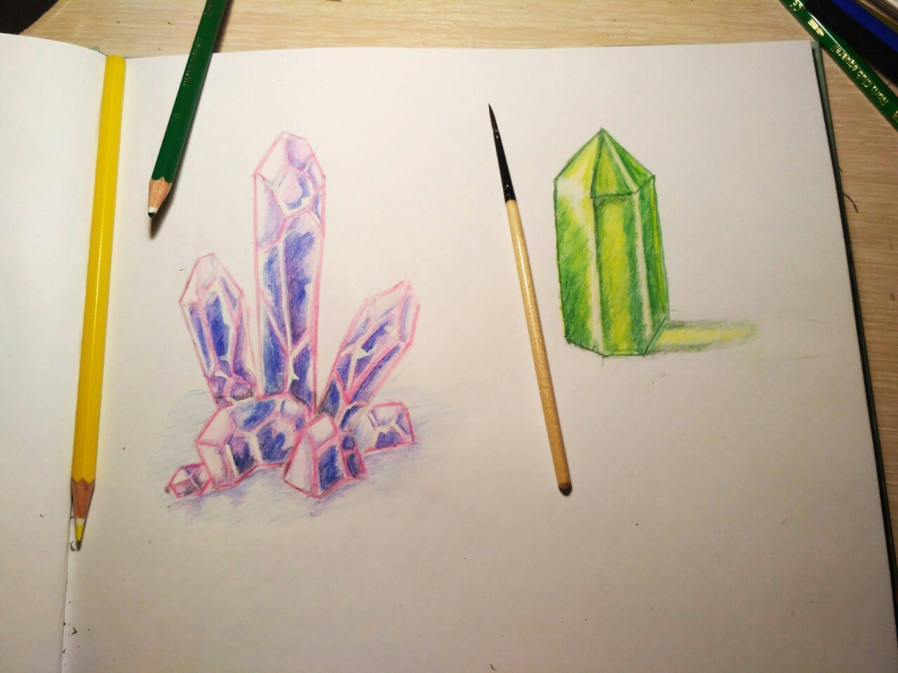 Trying to draw pebbles - My, Painting, Crystals, Crooked hands, Longpost