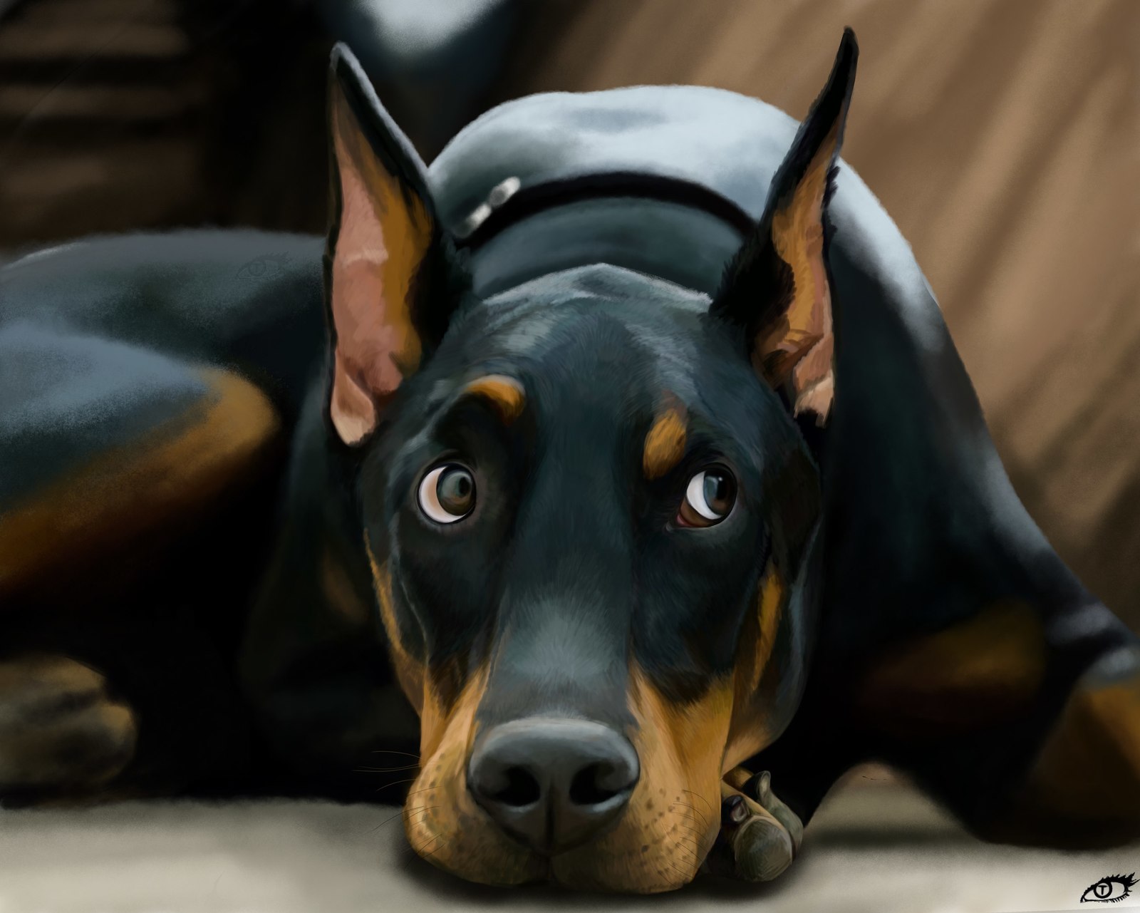 how i drew a doberman - My, Doberman, Illustrations, Dog, Digital drawing, Photoshop, Realism, League of Artists, Drawing process, Longpost