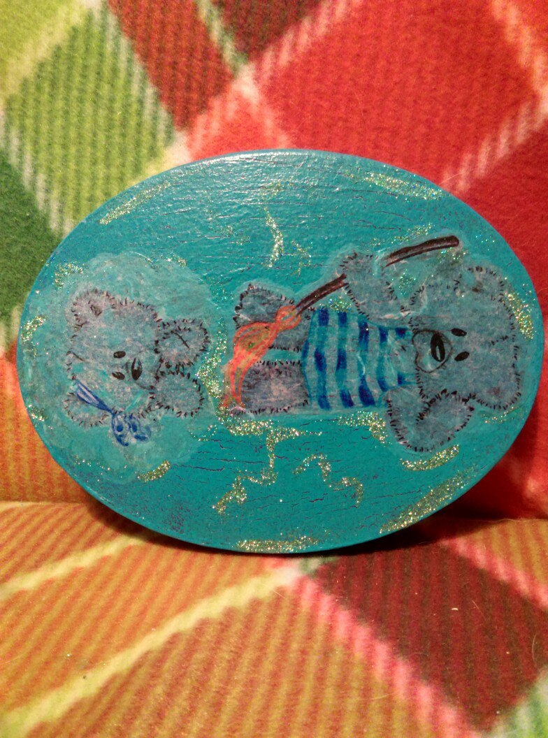 MK - Decoration of an oval box. One-step craquelure and decoupage. (end) - My, Creation, Needlework with process, Decoupage, Craquelure, , Longpost