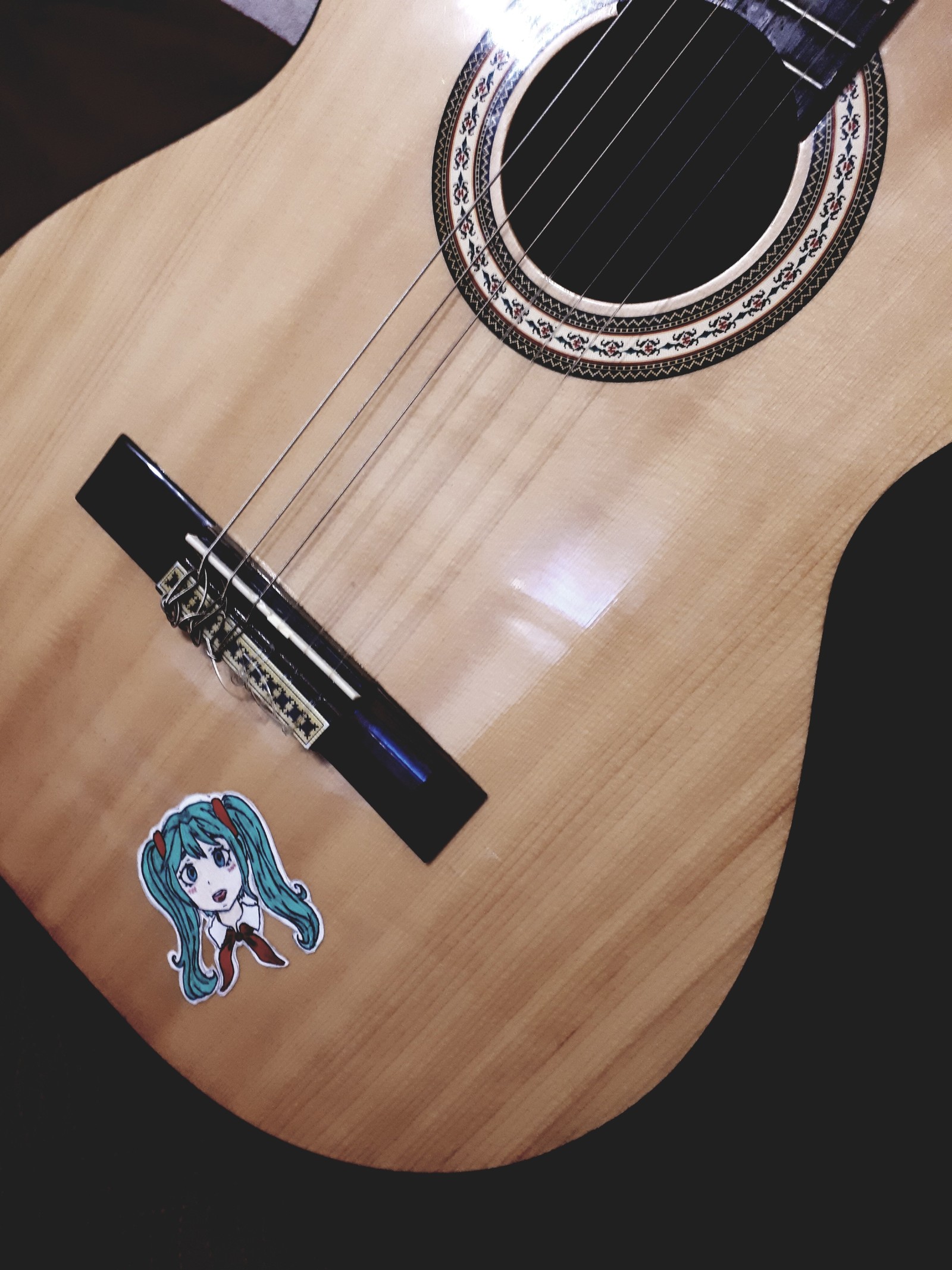 She is alive in the sounds of my guitar - My, Hatsune Miku, Guitar, Sticker