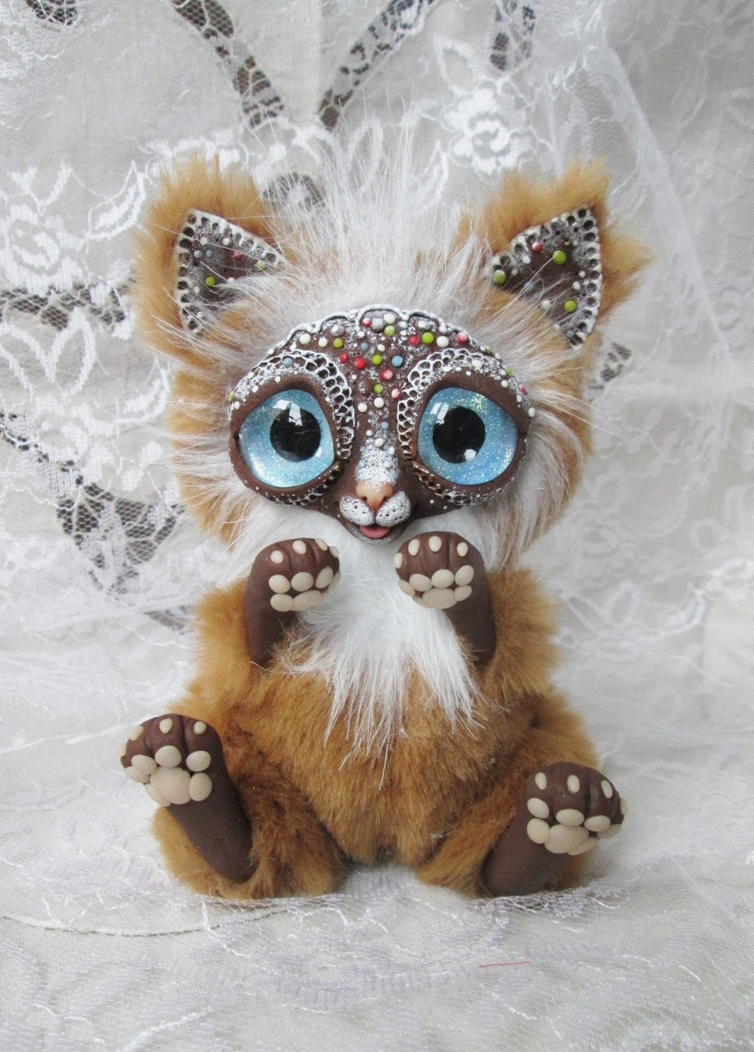 Kitten Gingerbread - My, Gingerbread, Sweets, Author's toy, Eyes, , Longpost