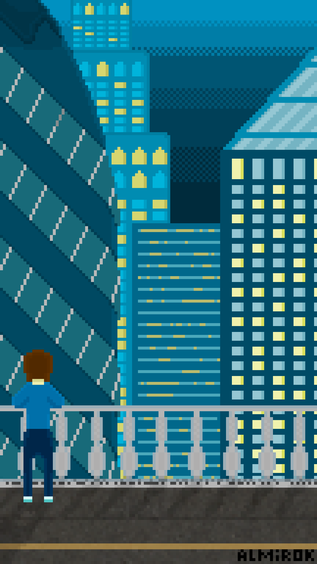 There are millions around, and you are alone - Drawing, My, Loneliness, Town, Pixel Art