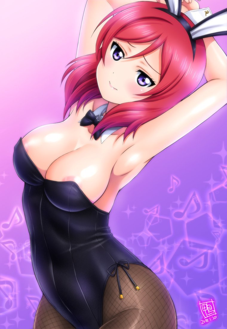 Anime art - NSFW, Anime Art, Аниме, Love live! School Idol Project, Nishikino Maki, Usagi, Сиськи