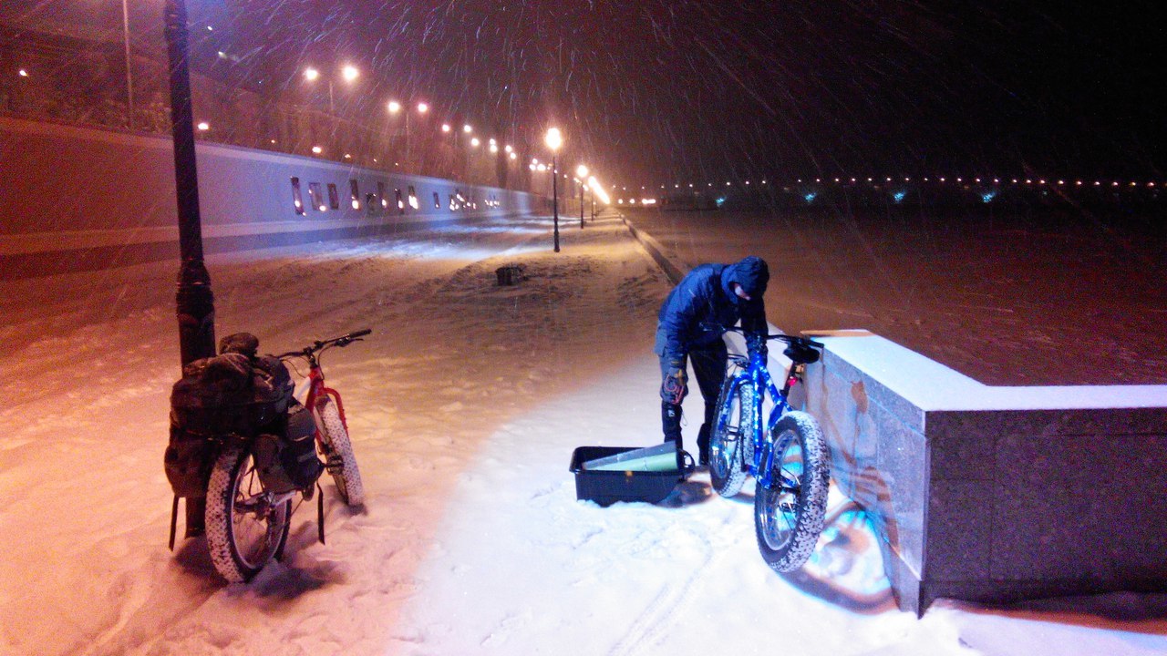 450 kilometers on the ice of the Volga - Volga river, Rodimtsev, A bike, Cyclist, Tourism, Longpost