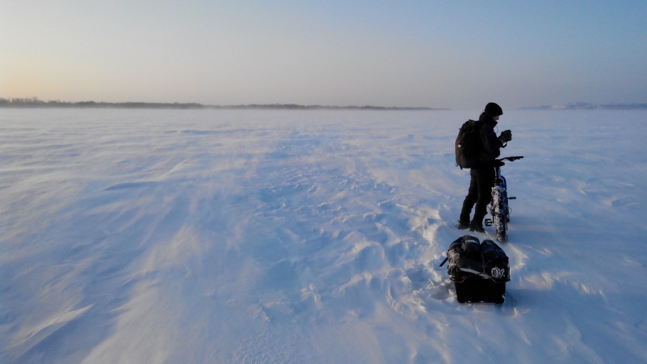 450 kilometers on the ice of the Volga - Volga river, Rodimtsev, A bike, Cyclist, Tourism, Longpost