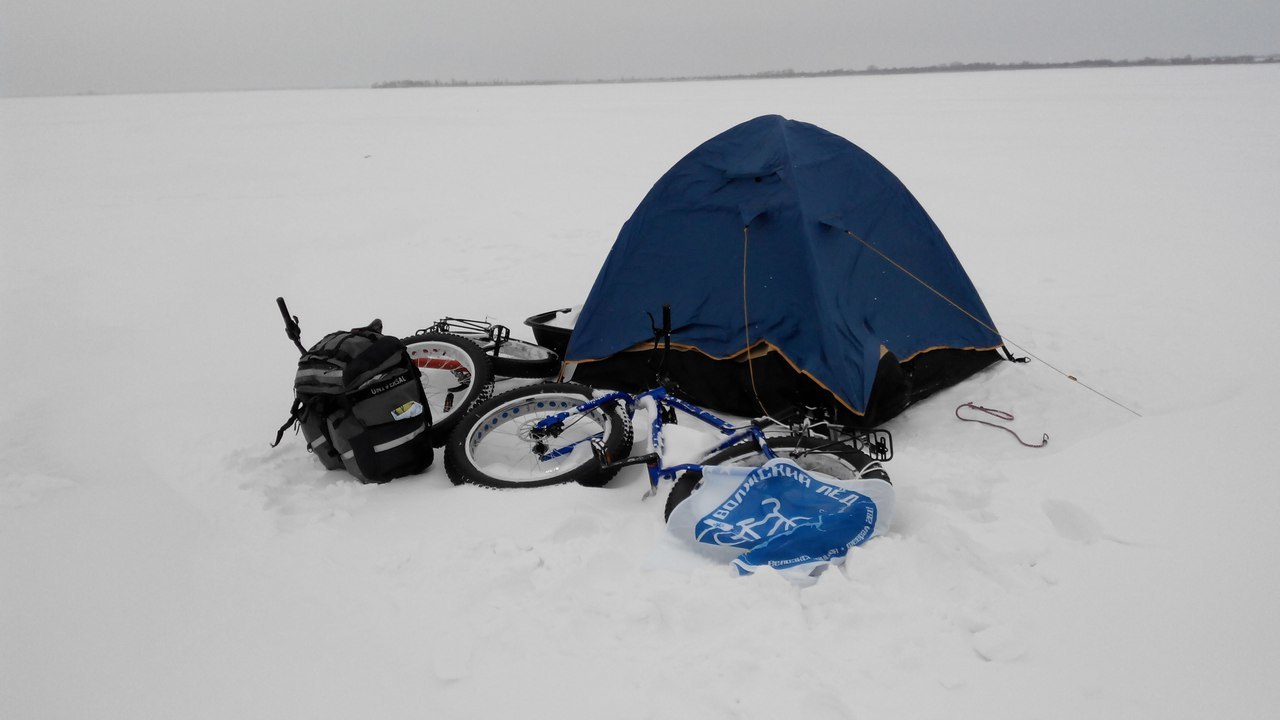 450 kilometers on the ice of the Volga - Volga river, Rodimtsev, A bike, Cyclist, Tourism, Longpost