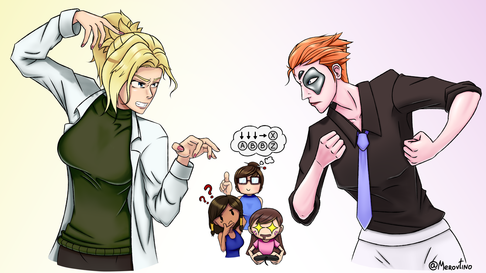 Pretty complicated relationship. - My, My, Mercy, Moira, Overwatch, Fan art, Drawing, Creation, Blizzard