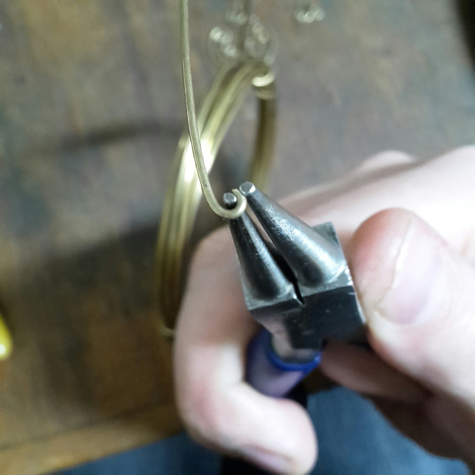 The process of creating brass earrings with pearls, part 1. - My, Needlework with process, Wire jewelry, Brass, Earrings, Handmade, Longpost