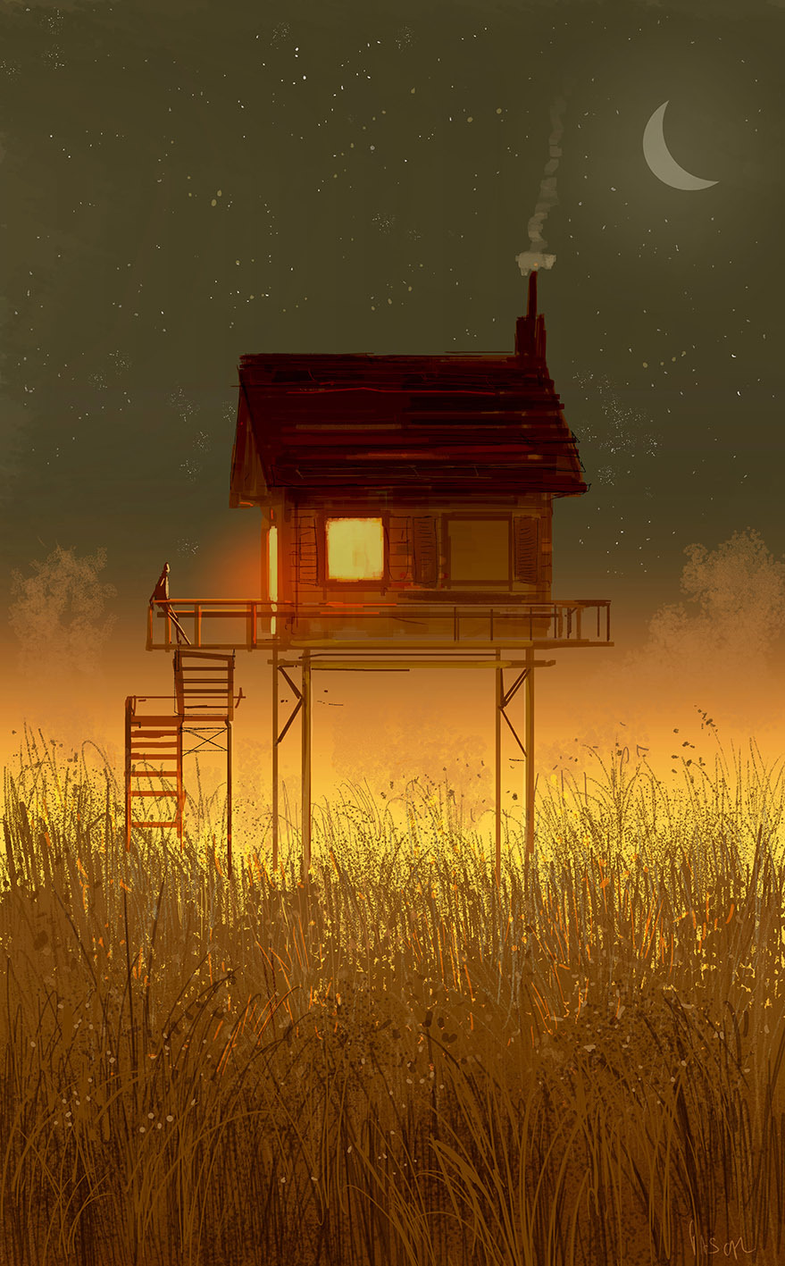 Somewhere else - Art, Drawing, House, Cosiness, Pascal Campion