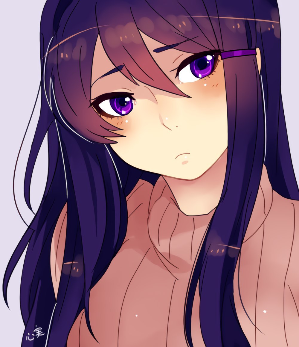 Взгляд - Doki Doki Literature Club, DDLC, Anime Art, Визуальная новелла, Yuri