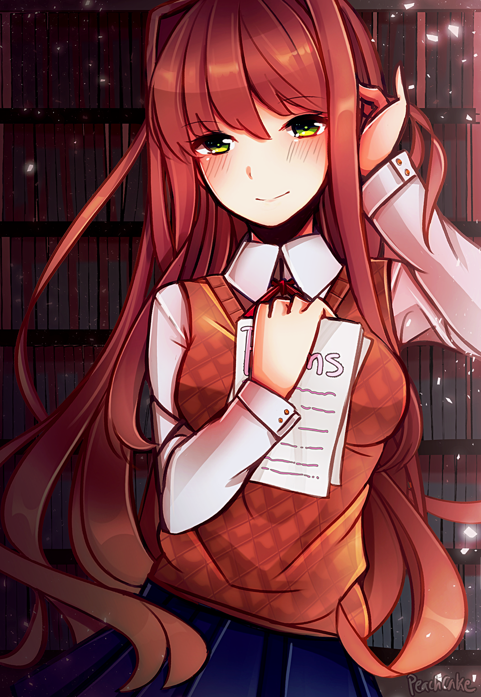 Monika - Anime, Not anime, Art, Anime art, Visual novel, , Doki Doki Literature Club, Monika