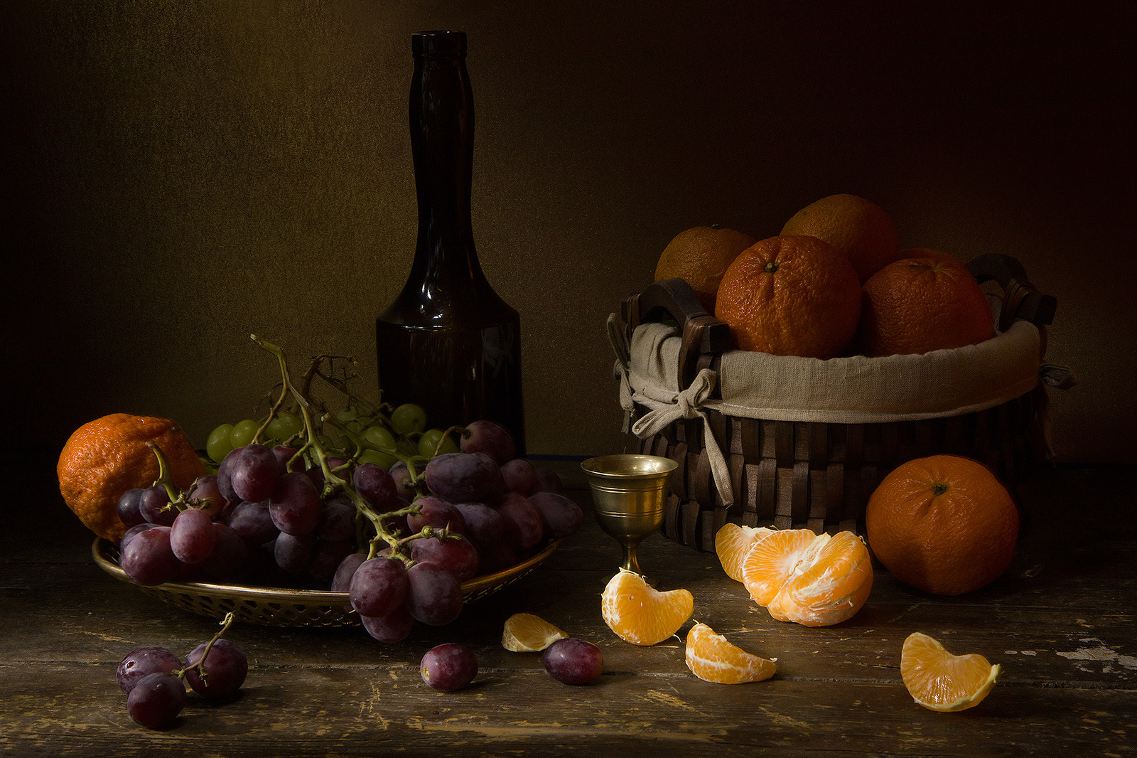 Still life with tangerines - My, The photo, Still life, Tangerines, Grape