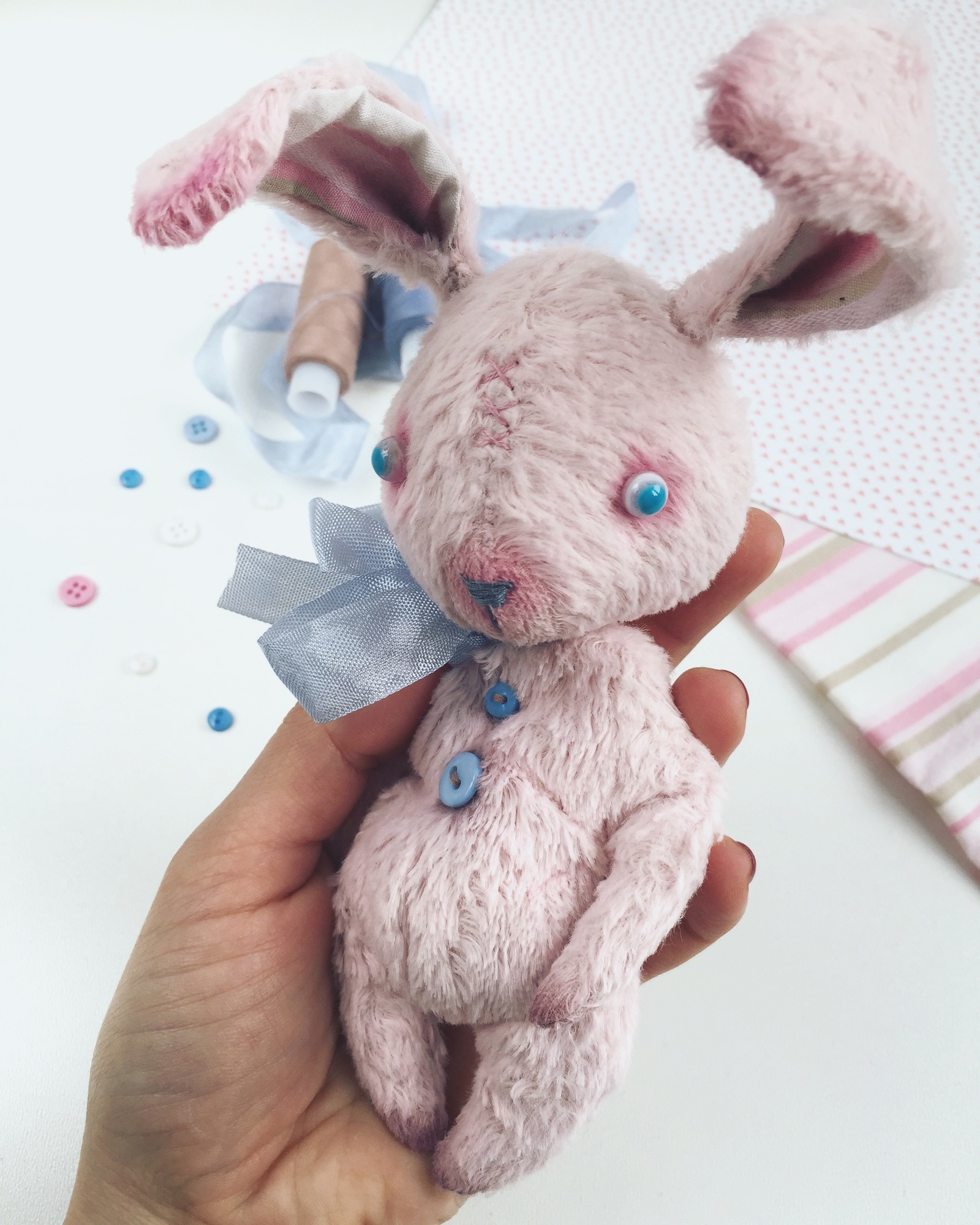 Creepy cute bunny - continuing to create creatures)) - My, My, Needlework, Author's toy, Longpost