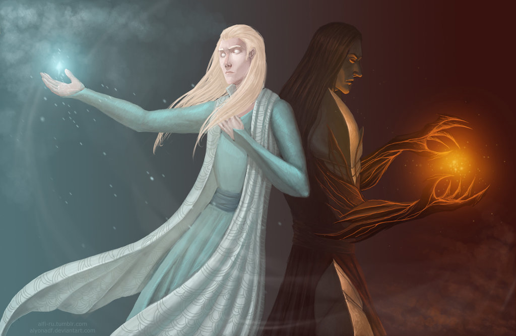 Melkor and Manwe - Melkor, ManwГ«, The silmarillion, Art, Longpost