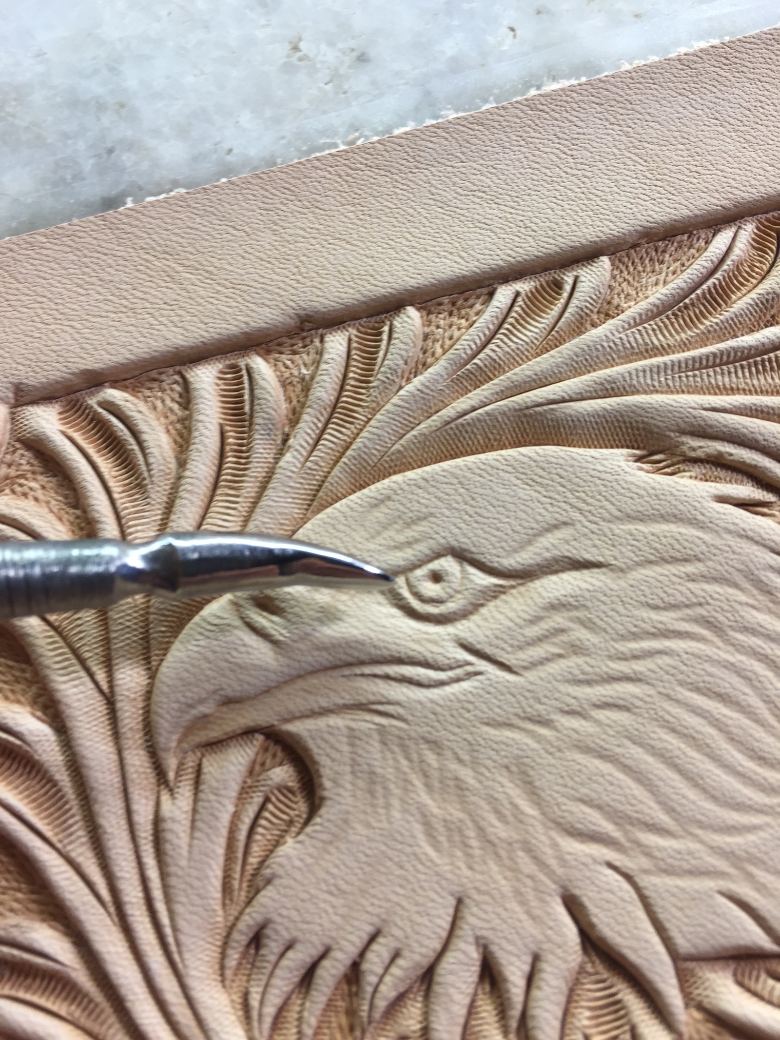 Embossed eagle - My, Leather, Leather craft, Leather products, Embossing on leather, , Cover, , Longpost