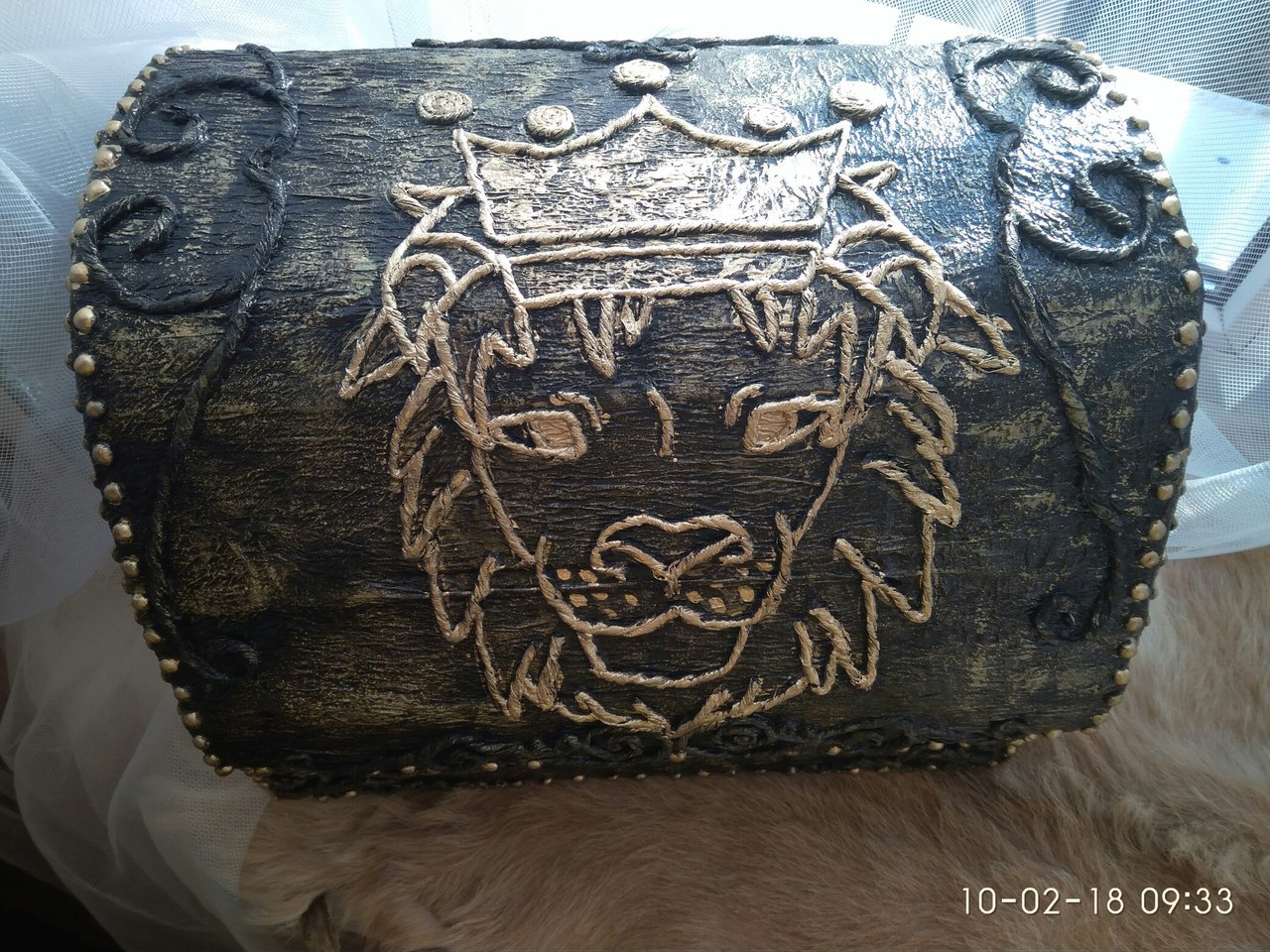 metal effect chest - My, Needlework with process, Box, Cardboard, My, Crafts, Handmade, Longpost