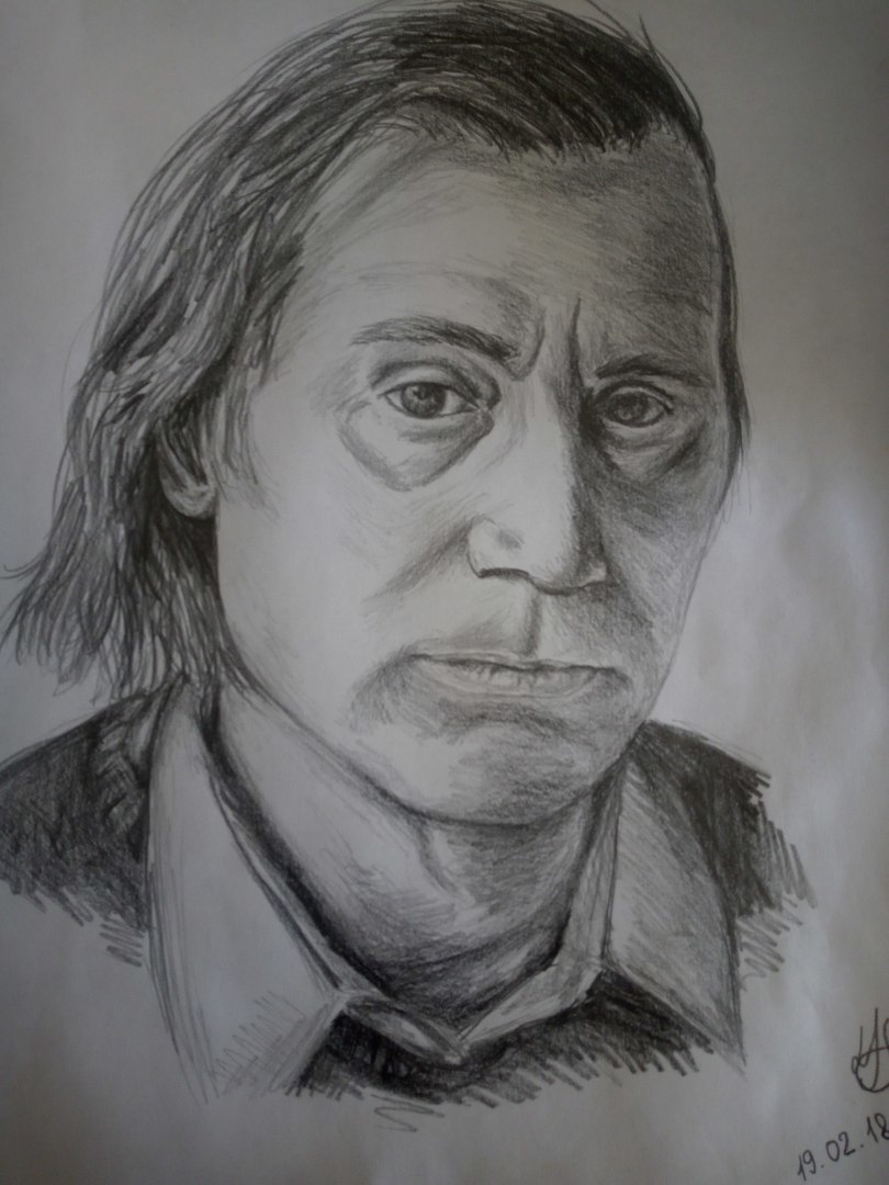 Schnittke - My, Portrait, Composer, Pencil drawing