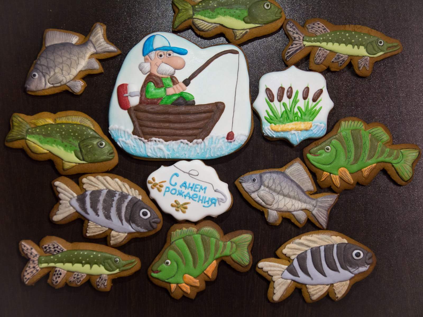 Gingerbread for the fisherman - My, Gingerbread, Hobby, Handmade, Fishermen, A fish, Presents, 