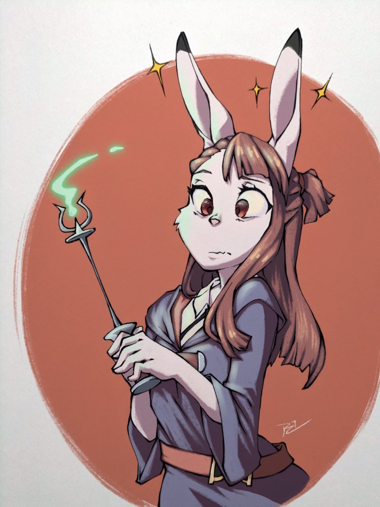 Bunny Akko - Anime, Anime art, Little witch academia, Akko Kagari, Furry