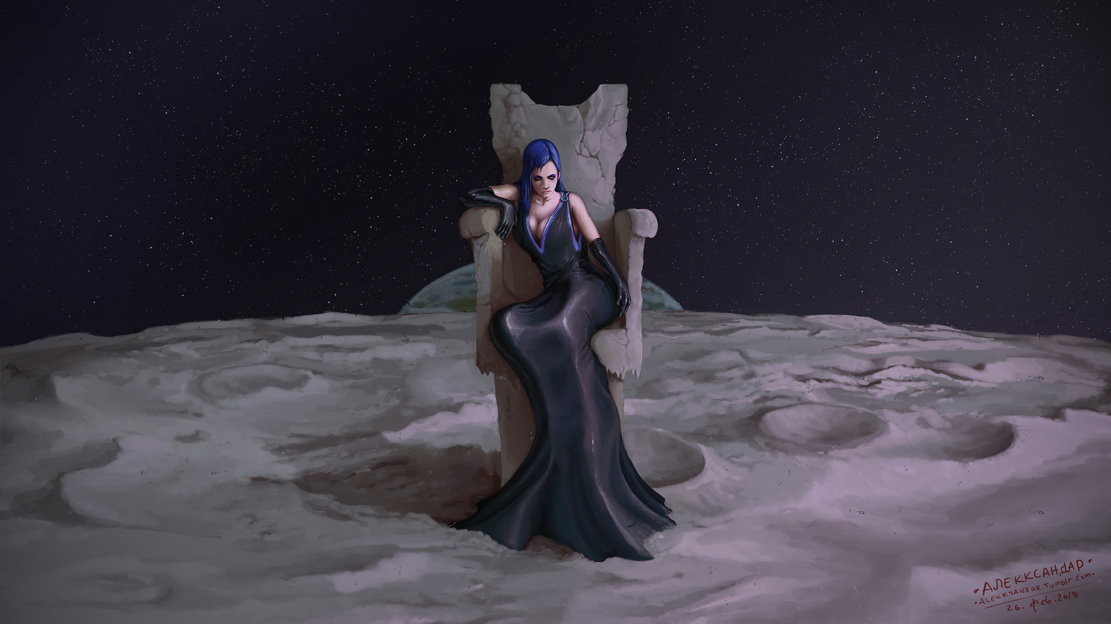 Moon Princess. - Art, My little pony, Princess luna, moon, Humanization