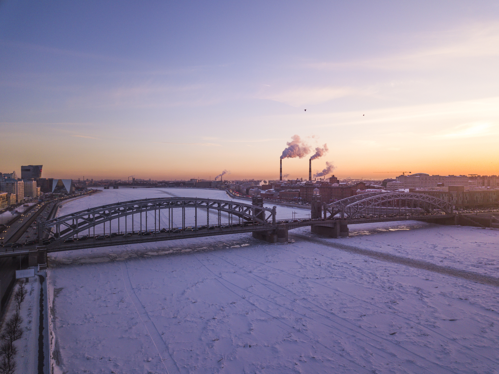 Smolny Cathedral, Bolsheokhtinsky bridge and sunset - My, The photo, Sunset, Saint Petersburg, Longpost